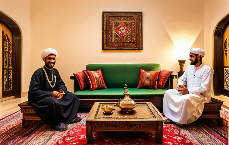 오만의 종교와 관습 - **Prompt:** A serene and respectful interior view of a majestic Omani mosque, showcasing elements of...