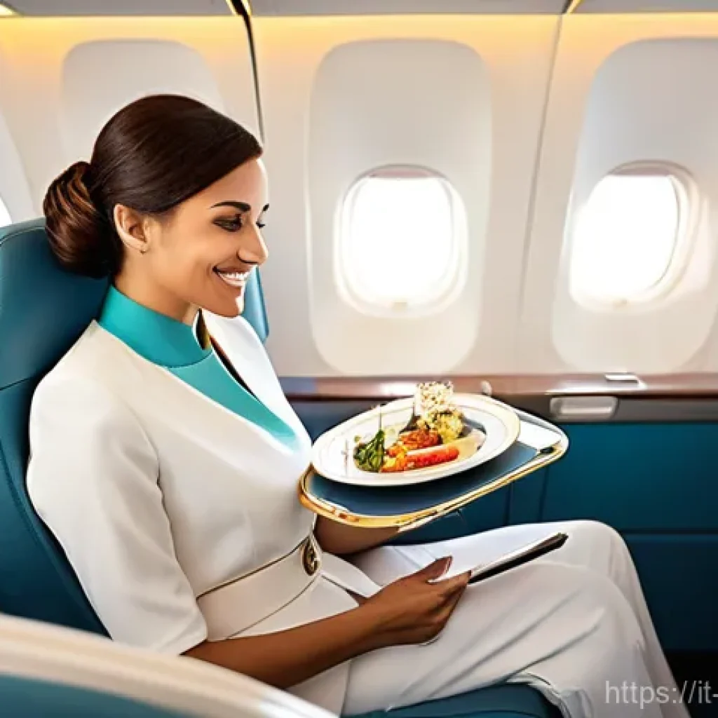 오만 항공편 및 환승 정보 - **Oman Air Cabin Comfort:** A serene, spacious Oman Air economy class cabin. An Italian female trave...