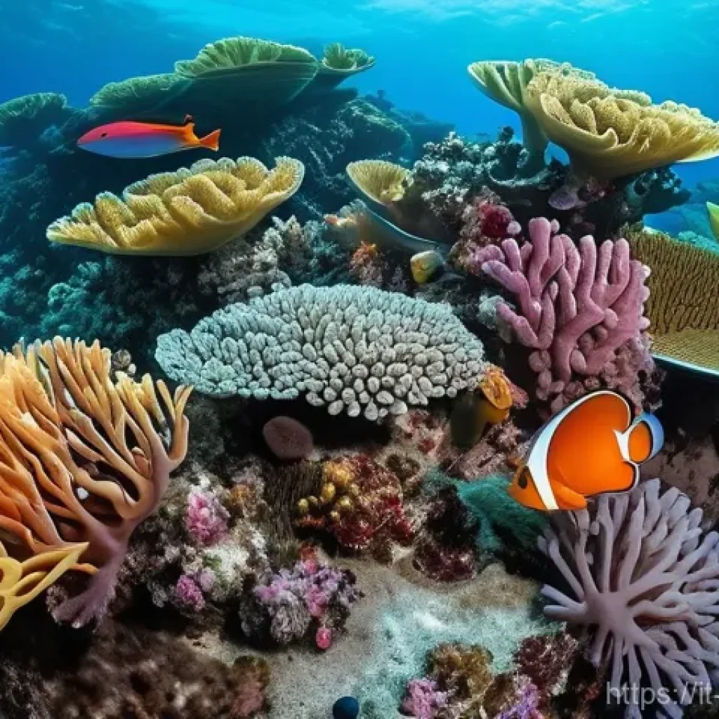 오만의 해양 보호 프로젝트 - **"A vibrant and healthy coral reef thriving in the crystal-clear waters off the coast of Oman. The ...