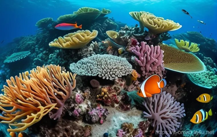 오만의 해양 보호 프로젝트 - **"A vibrant and healthy coral reef thriving in the crystal-clear waters off the coast of Oman. The ...