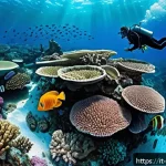 Home 20 오만 알할라니야 섬 여행 - A vibrant underwater scene around Al Hallaniyah island, featuring a colorful coral reef teeming with...