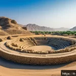 Home 19 오만의 고고학 유적 - A panoramic view of the ancient Neolithic necropolis at Bat, Oman, showcasing large megalithic tombs...