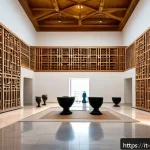 Home 18 오만 국립 박물관 - A detailed interior view of the National Museum of Oman, showcasing an elegant blend of traditional ...