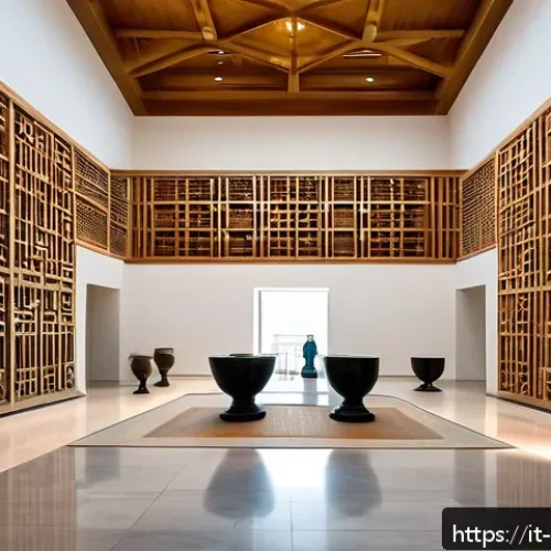 Home 30 오만 국립 박물관 - A detailed interior view of the National Museum of Oman, showcasing an elegant blend of traditional ...